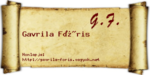 Gavrila Fóris névjegykártya